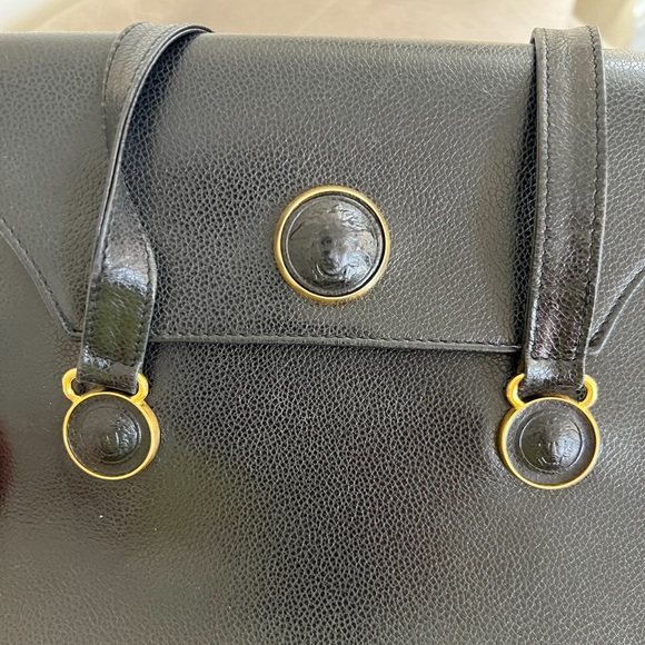 VERSACE Pebbled Leather Shoulder Bag - Picture 2 of 7